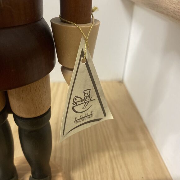 Christian Ulbricht Seiffener Nutcracker 15.5" Germany Natural Wood Half Mustache - Picture 3 of 12